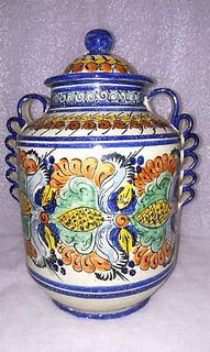 Vase with colorful designs 