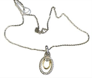 Alisa Silver and 18 Karat Gold Pendant, on silver necklace, signed Alisa. 
