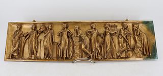 Bronze Plaque Signed "F. Barbedienne" 9 Muses