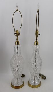 A Pair Of Large Waterford Crystal Signed Cut