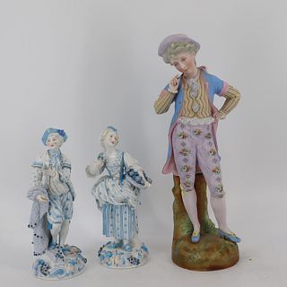 A Pair Of K.P.M. Porcelain Figures & A Parian