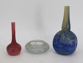 3 Vintage Signed Daum Nancy Glass Vases