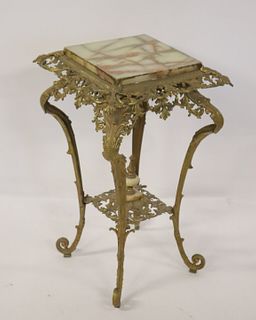 Victorian Brass And Onyx Pedestal.