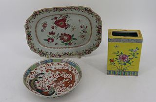 Antique Chinese Porcelain Grouping .