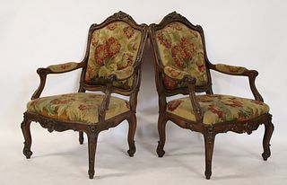 A Fine Pair Of 19th C. French Carved Arm Chairs