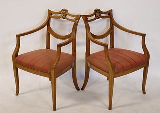 Antique Pair Of Biedermeier Style Arm Chairs