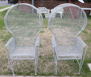 A Pair Of Woodard Iron Canopy Chairs.