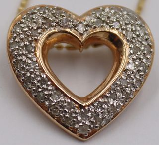 JEWELRY. 14kt Gold and Diamond Heart Necklace.