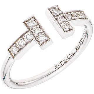 RING WITH DIAMONDS IN 18K WHITE GOLD, TIFFANY & CO., TIFFANY T WIRE COLLECTION 12 Brilliant cut diamonds Size:4½