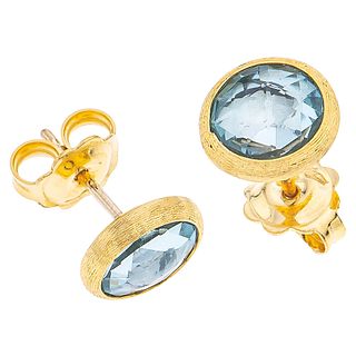 PAIR OF STUD EARRINGS WITH TOPAZ IN 18K YELLOW GOLD, MARCO BICEGO 2 Round cut tozapes ~2.50 ct. Weight: 2.6 g