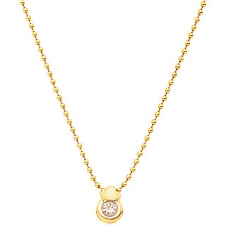 CHOKER AND PENDANT WITH DIAMOND IN 18K YELLOW GOLD 1 Brilliant cut diamond ~0.16 ct. Weight: 4.8 g