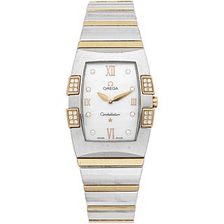 OMEGA CONSTELLATION QUADRELLA LADY WATCH WITH DIAMONDS IN STEEL AND 18K YELLOWG OLD  Movement: quartz
