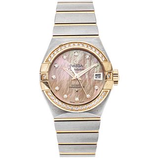 OMEGA CONSTELLATION CO-AXIAL LADY WATCH WITH DIAMONDS IN STEEL AND 18K PINK GOLD REF. SI14  Movement: automatic
