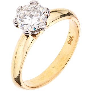 SOLITAIRE RING WITH DIAMOND IN 14K YELLOW GOLD 1 Brilliant cut diamond ~1.0 ct Clarity: I2-I3. Size: 6 ¾