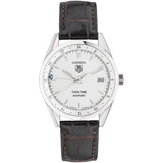 TAG HEUER CARRERA TWIN-TIME WATCH IN STEEL REF. WV2116-0  Movement: automatic