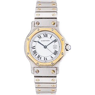 CARTIER SANTOS OCTAGON WATCH IN STEEL AND 18K YELLOW GOLD Movement: automatic