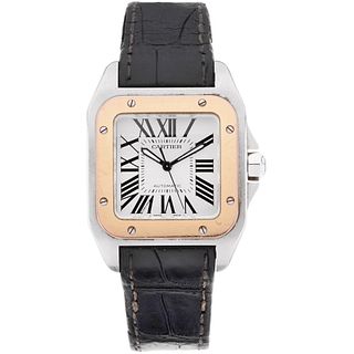 CARTIER SANTOS 100 WATCH IN STEEL AND 18K PINK GOLD REF. 2878  Movement: automatic