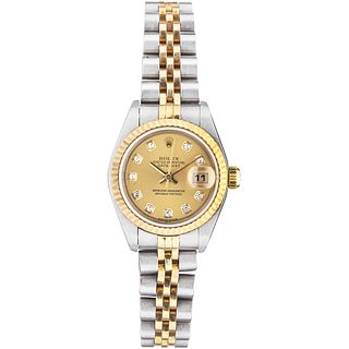ROLEX OYSTER PERPETUAL DATEJUST LADY WATCH WITH DIAMONDS IN STEEL AND 18K YELLOW GOLD REF.79173, CA. 2002  Movement: automatic