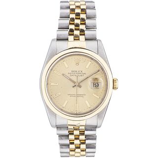 ROLEX OYSTER PERPETUAL DATEJUST WATCH IN STEEL AND 18K YELLOW GOLD REF. 16203, CA. 1989  Movement: automatic