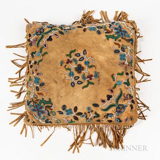 Plains Beaded and Fringed Hide Pillow