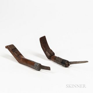 Two Northeast Carved Wood Crooked Knives