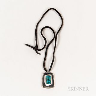 Navajo Silver and Turquoise Pendant by Jimmy Herald