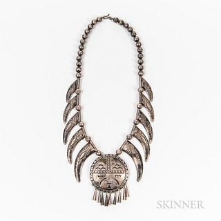 Southwest Silver Bear Claw-style Necklace