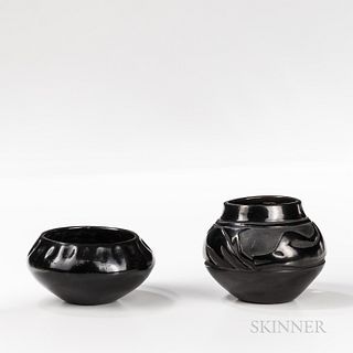 Two Contemporary Santa Clara Blackware Jars