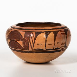 Contemporary Hopi Polychrome Pottery Bowl
