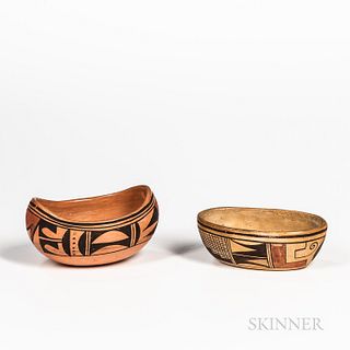 Two Contemporary Hopi Polychrome Pottery Bowls