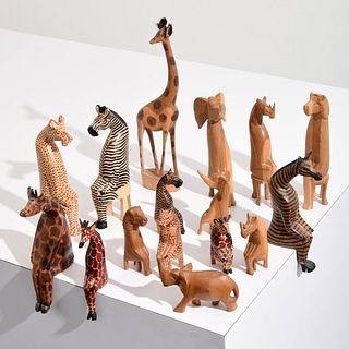 16 African Animal Sculptures, Paige Rense Estate