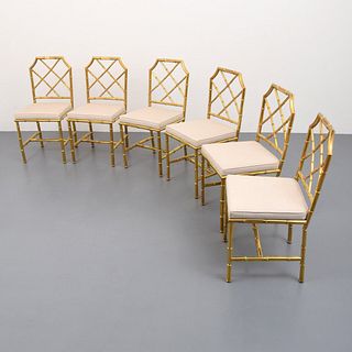 6 Faux Bamboo Dining Chairs, Manner of Mastercraft