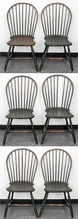 Green Painted Windsor Chairs, 6