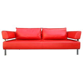 Red Leather Sofa by Nicoletti Italia