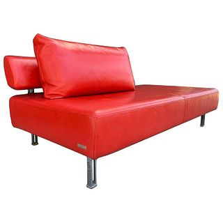Red Leather Chaise by Nicoletti Italia