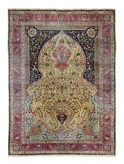 Vintage Silk Persian Tabriz , 6’ x 8’3"