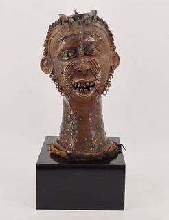 Antique Gilt Metal Cameroon Sculpture .