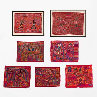 Central America, San Blas Islands, Group of Seven Mola Textiles