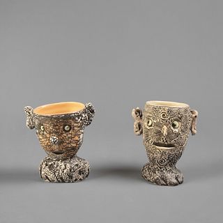 Andy Nasisse, Two Figurative Face Cups, 2002-2003