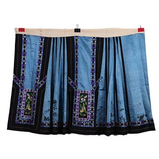 A BLUE-GROUND EMBROIDERED SKIRT