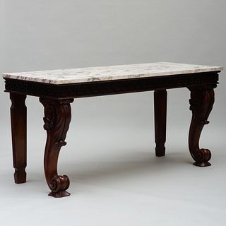 Large George IV Carved Mahogany Console Table, Irish 