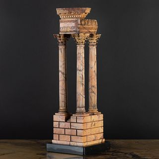 Italian Giallo Antico Marble Model of the Temple of Vespasian and Titus, After the Antique