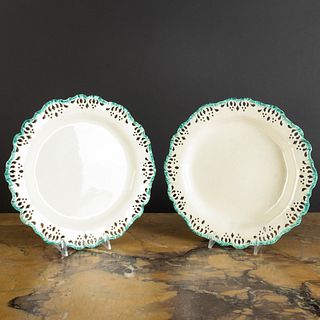 Pair of Wedgwood Polychromed Creamware Plates