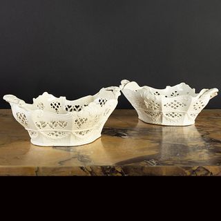 Pair of English Creamware Reticulated Baskets