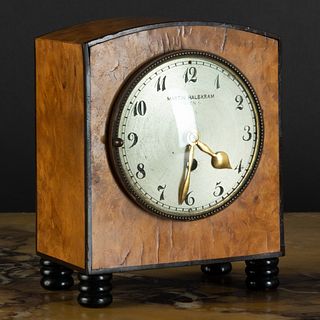 Austrian Burlwood and Ebonized Mantel Clock, Martin Halbkram, Vienna