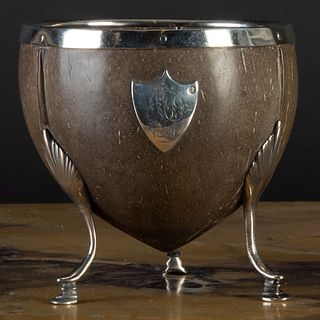 Irish Silver Mounted Coconut Bowl