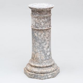 White and Grey Veined Alabaster Pedestal 