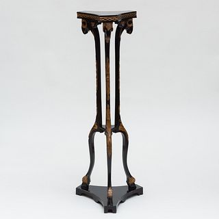 Italian Neoclassical Style Ebonized and Parcel-Gilt Pedestal