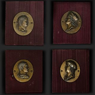 Set of Four Bronze Profile Portrait Medallions 