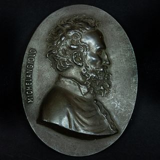 Bronze Profile Portrait Plaque of Michelangelo